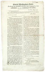 Brief van generaal Washington waarin hij zijn aanvaarding van het commando verklaart, 18 juli 1798